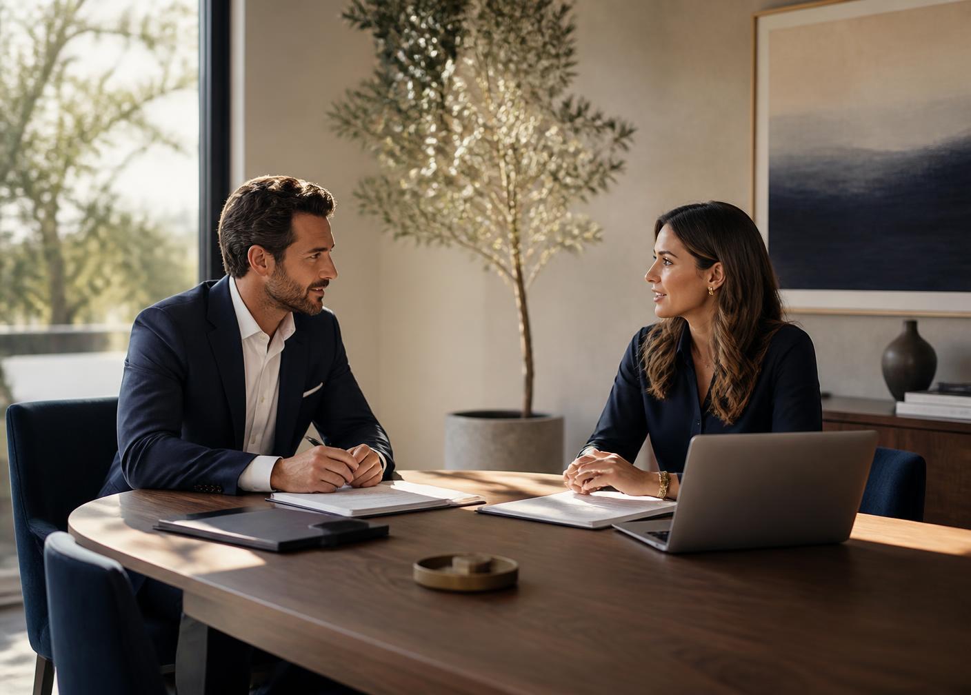 Advisor and client reviewing a financial strategy together